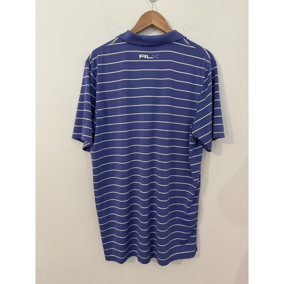 Ralph Lauren RLX Shirt Mens XL Striped Golf Polo Stretch Performance Blue Stripe - Picture 4 of 7